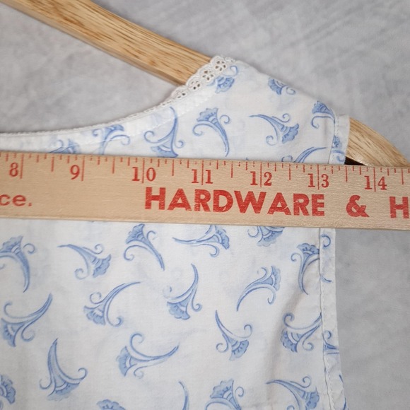 Eileen West Nightgown Womens Medium White Blue Floral Lace Sleeveless Ruffle - Picture 12 of 16